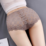 See Through Floral Lace Patched Summer Thin Fabric Women Underwear - Sky Blue