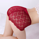 See Through Floral Lace Patched Summer Thin Fabric Women Underwear - White