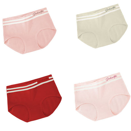 Stripe Patched Summer Thin Fabric Girls Wear Elastic Panty  - Red