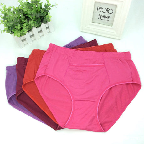 Plain Seamless Fabric Comfortable Wear With Pocket Panty  Women Underwear - Red