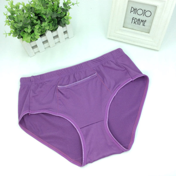 Plain Seamless Fabric Comfortable Wear With Pocket Panty  Women Underwear - Black