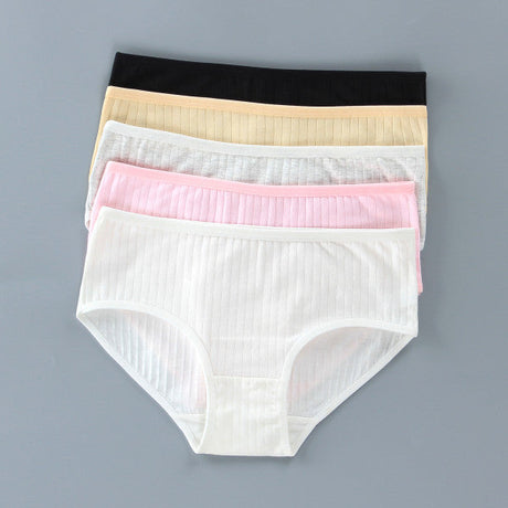 Soft Fabric Elastic Waist Panty High-Quality French Cut Teen Girls Underwear 8-15 Years - Pink