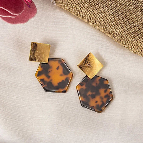 PAXAM Bohemian Acrylic Earrings Set: Vintage Gold Dangle Drop - Shop N Save