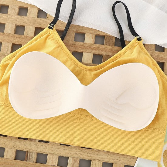 Seamless Soft Padded Wrap Sports Bra - White