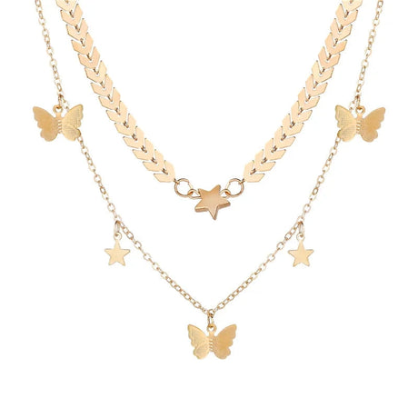 Star &amp; Butterfly Layered Necklaces: Fashion Alloy for Women's - Shop N Save