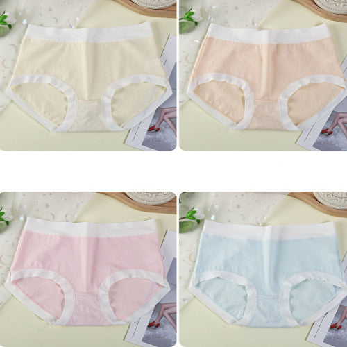 High Elastic Waist Embossed Pattern Women Underwear Undergarments French Cut Panties Girls Lingerie Inner Wear - Light Purple - Shop N Save