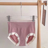 Ribbed Pattern Elastic Waist French Cut Panties Soft Breathable Women's Underwear - Blue Ash