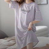 Purple Stripes Midi Dress - Stylish, Comfy Nightwear for Women - Shop N Save