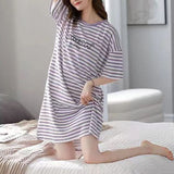 Purple Stripes Midi Dress - Stylish, Comfy Nightwear for Women - Shop N Save