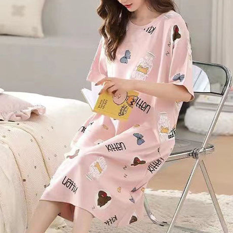 Cute Cartoon Print Midi Dress - Perfect Sleepwear for Women - Shop N Save