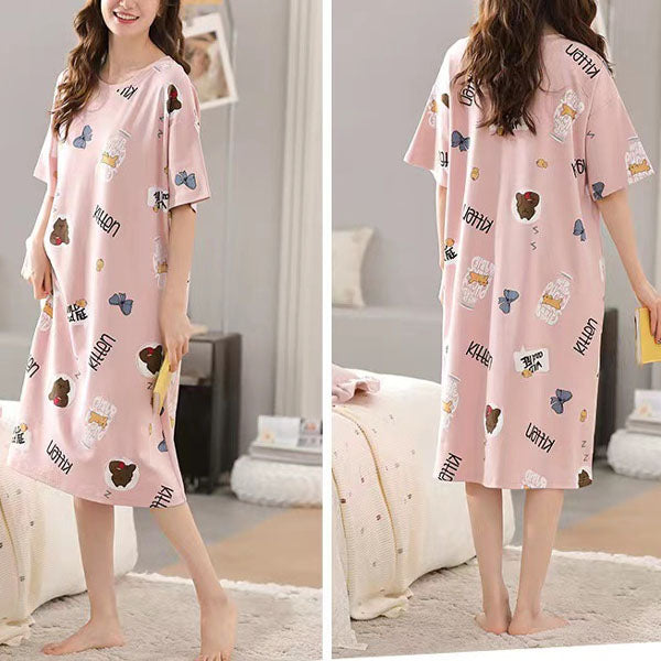 Cute Cartoon Print Midi Dress - Perfect Sleepwear for Women - Shop N Save