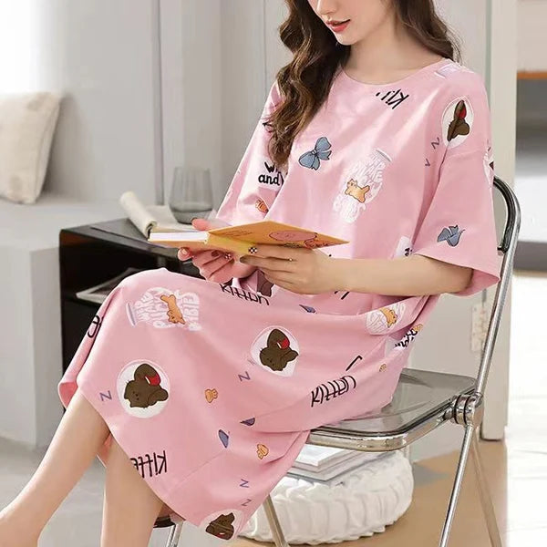 Cute Cartoon Print Midi Dress - Perfect Sleepwear for Women - Shop N Save