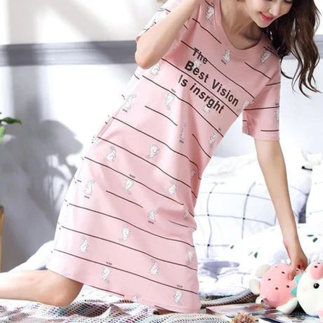 Pink Striped Midi Dress - Comfortable and Stylish Nightwear for Women - Shop N Save
