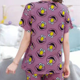 Dark Pink Cartoon Pajama Set - Cute, Comfy Women's Sleepwear - Shop N Save