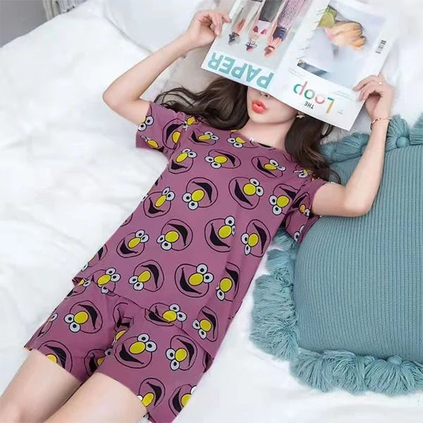 Dark Pink Cartoon Pajama Set - Cute, Comfy Women's Sleepwear - Shop N Save