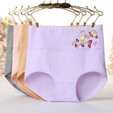 High Elastic Waist Floral Print Girls Panty Brief Women Undergarments Soft Fabric Underwear - Light Pink - Shop N Save