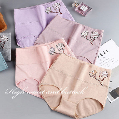 High Elastic Waist Underwear Briefs Women Undergarments Comfortable Summer Wear Panty - Pink - Shop N Save