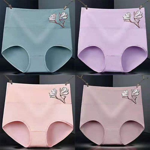 High Elastic Waist Underwear Briefs Women Undergarments Comfortable Summer Wear Panty - Pink - Shop N Save