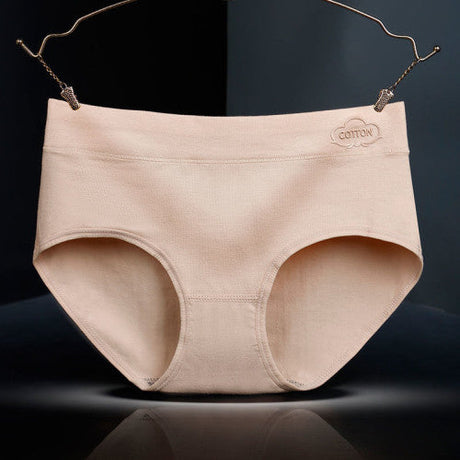 French Cut Elastic Waist Stylish Underwear Plain Color Mini Panty Women Undergarments - Skin - Shop N Save