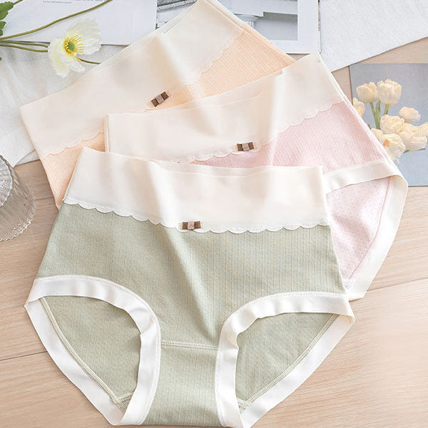 Comfortable Women's High Waist Brief Elastic Closure Soft Cotton Blends Underwear - Light Green - Shop N Save