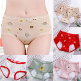 Printed Women Underwear High Waist Elastic Undergarments Lace Patched Breathable Soft Fabric Panty - Multi Color - Shop N Save