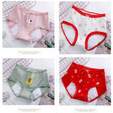Printed Women Underwear High Waist Elastic Undergarments Lace Patched Breathable Soft Fabric Panty - Light Blue - Shop N Save