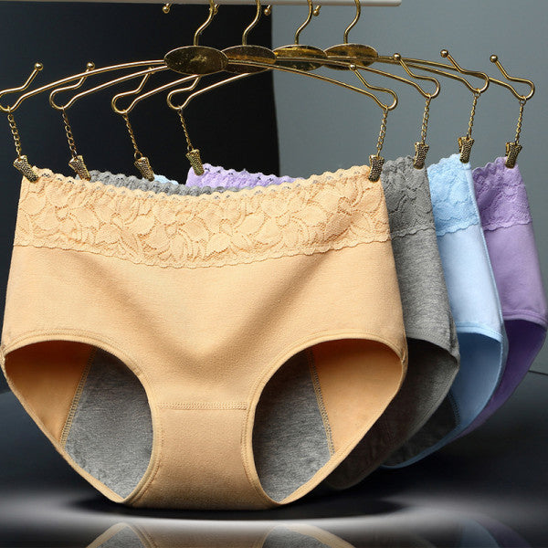 Elegant Lace High Waist Women's Brief Stylish Innerwear Comfortable Cotton Blends Underwear - Light Blue - Shop N Save