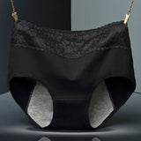 Elegant Lace High Waist Women's Brief Stylish Innerwear Comfortable Cotton Blends Underwear - Black - Shop N Save