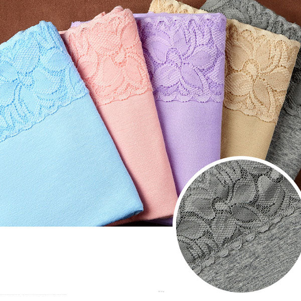Elegant Lace High Waist Women's Brief Stylish Innerwear Comfortable Cotton Blends Underwear - Light Purple - Shop N Save