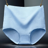 Belly Shaper High Elastic Waist Underwear Brief Stylish Plain Color Women Undergarments - Sky Blue - Shop N Save