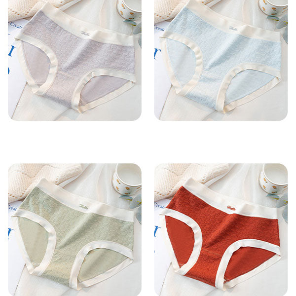 Stylish Ribbed High Waist Hipsters Two Tone Women's Panties Cotton Blend Fabric Underwear - Skin - Shop N Save