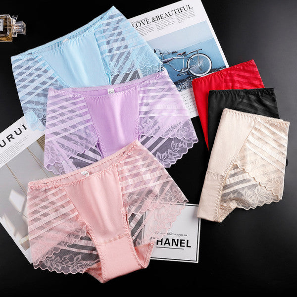 Stylish Floral Lace Hipster Underwear in Soft Cotton Blend Luxury Slim Fit Women's Panty - Skin - Shop N Save