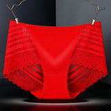 Stylish Floral Lace Hipster Underwear in Soft Cotton Blend Luxury Slim Fit Women's Panty - Red - Shop N Save