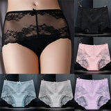Luxurious Lace High Waist Wedding Underwear Soft Cotton Blends Floral Embroidered Bow Patch - Black - Shop N Save