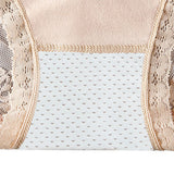 Luxurious Lace High Waist Wedding Underwear Soft Cotton Blends Floral Embroidered Bow Patch - Pink - Shop N Save