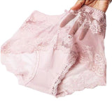 Luxurious Lace High Waist Wedding Underwear Soft Cotton Blends Floral Embroidered Bow Patch - Gray - Shop N Save