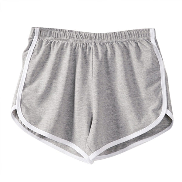 Gray Striped Elastic Waist Women\'s Sports Shorts Stylish Fitness Bottom for Yoga Gym Running Summer Exercise Wear for Girls