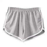 Gray Striped Elastic Waist Women\'s Sports Shorts Stylish Fitness Bottom for Yoga Gym Running Summer Exercise Wear for Girls