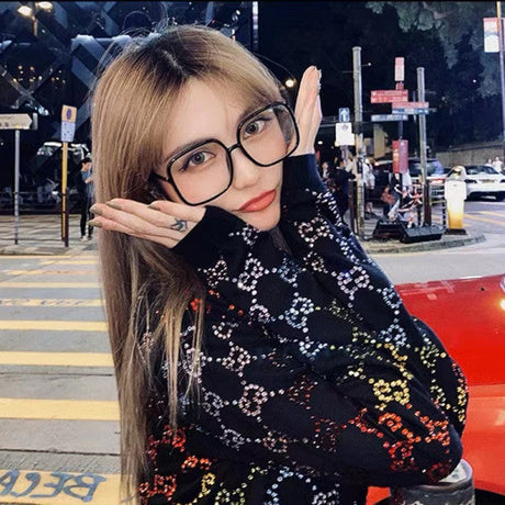 Clear View Square Large Black Frame Retro Fashion Glasses for Stylish Girls - Shop N Save