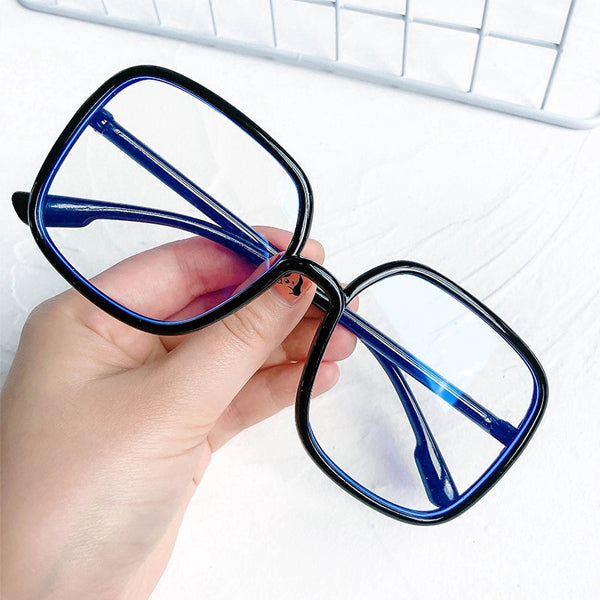 Clear View Square Large Black Frame Retro Fashion Glasses for Stylish Girls - Shop N Save