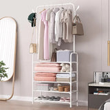 Easy Assembling 5-Layer White Mesh Hangers Space Saving Clothes Hanger with Shoe Storage Racks Foldable Laundry Organizer for Room Floor - Shop N Save