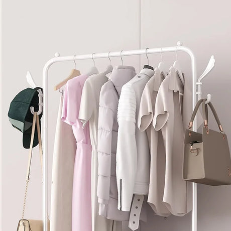 Easy Assembling 5-Layer White Mesh Hangers Space Saving Clothes Hanger with Shoe Storage Racks Foldable Laundry Organizer for Room Floor - Shop N Save