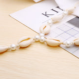 Ethnic Style Handmade Shell Pearl With Finger Anklet Women Simple Beach Braided Footwear Women