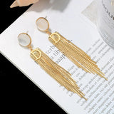 Vintage Gold Tassel Earrings: Korean Geometric Fashion 2023 - Shop N Save