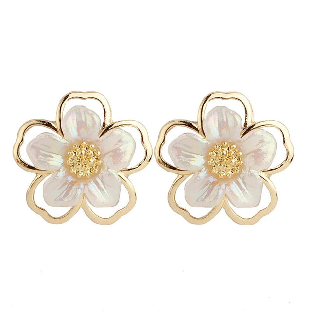 Golden Needle Flower Earrings: Elegant Double-Layer Jewelry - Shop N Save