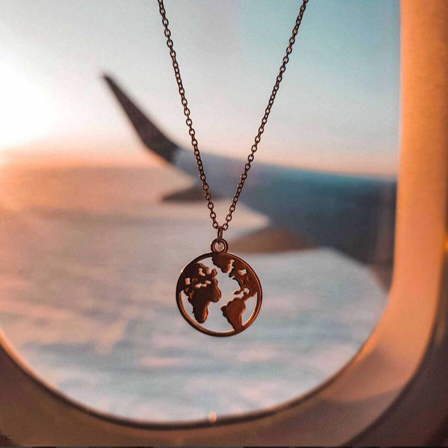 World map golden necklace