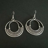 Geometric Round Hollow Antique Silver Earrings European And American Personalized Trending Earrings