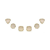 Golden Geometric Opal Studs: Korean Triangle &amp; Circle Earrings Set - Shop N Save