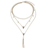 Bohemia Tassel &amp; Geometric Necklace: Multilayer Water Drop Choker for Women - Shop N Save