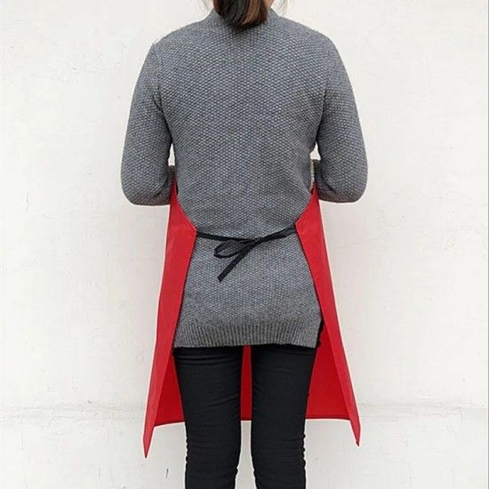 Kitchen Waterproof And Oil Proof Cooking Bib Apron with Pocket (Red) - Shop N Save